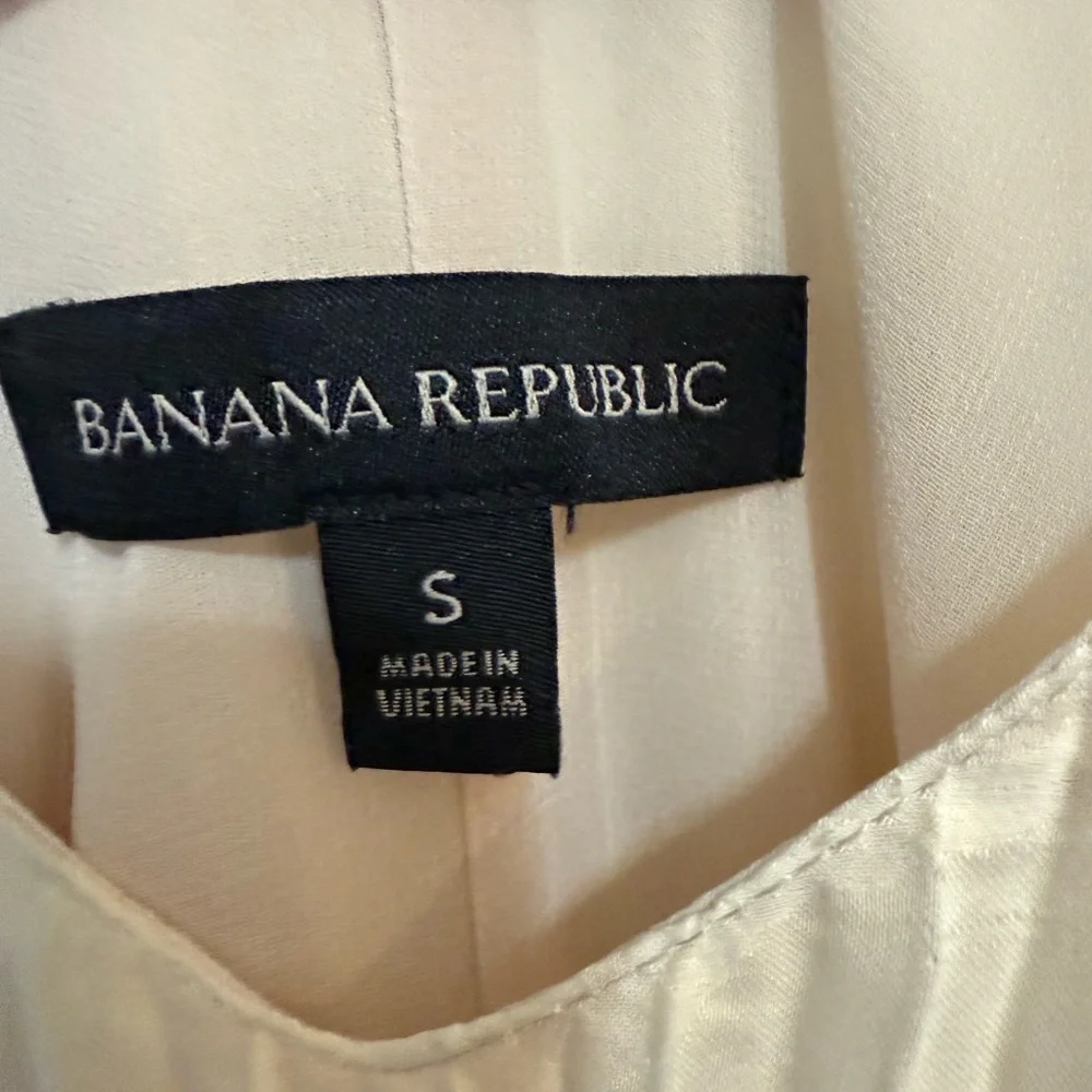 Banana Republic Accordian Pleat Spaghetti Strap Maxi Dress Ivory Size Small - Picture 4 of 8